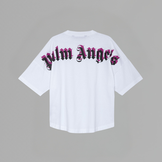 T SHIRT PALM ANGELS DOUBLED LOGO OVER WHITE