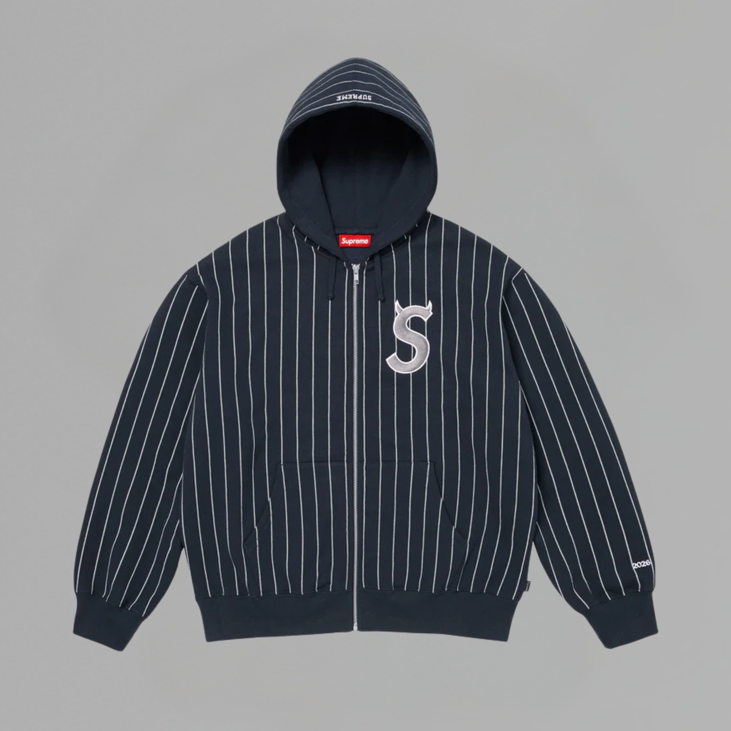 HOODIE SUPREME DEVIL S LOGO ZIP UP NAVY