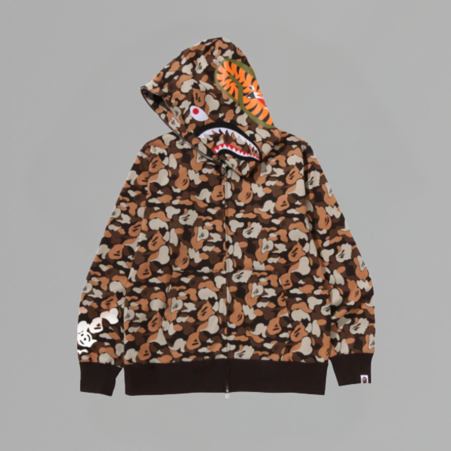 HOODIE BAPE ZIP CAMO SHARK 'BROWN THINK 1ST ANNIVERSARY'
