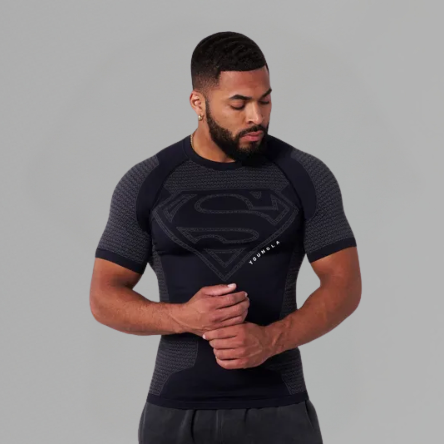 T SHIRT YOUNGLA 'SUPERMAN COMPRESSION TEE BLACK'