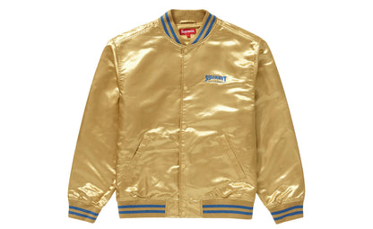 Supreme x Trasher Satin Varsity Jacket Gold