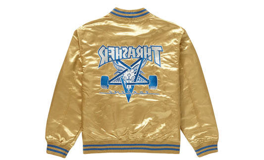 Supreme x Trasher Satin Varsity Jacket Gold